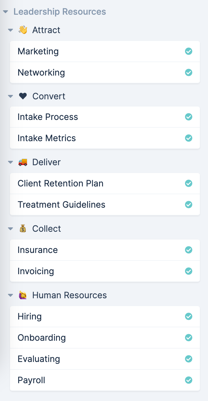 A screenshot of a counseling group practice business plan.