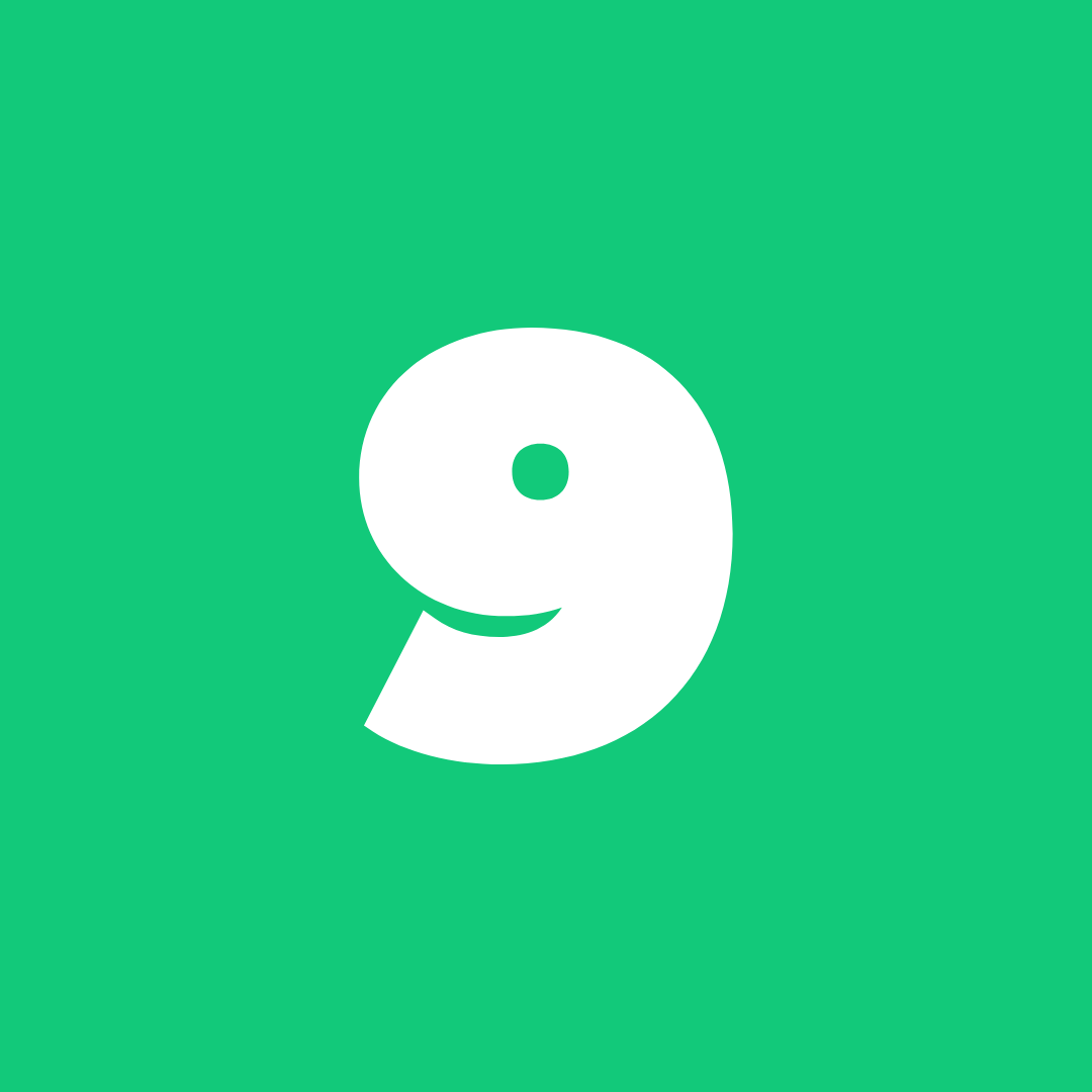 A therapist in a group practice, depicted by the number nine on a green background.