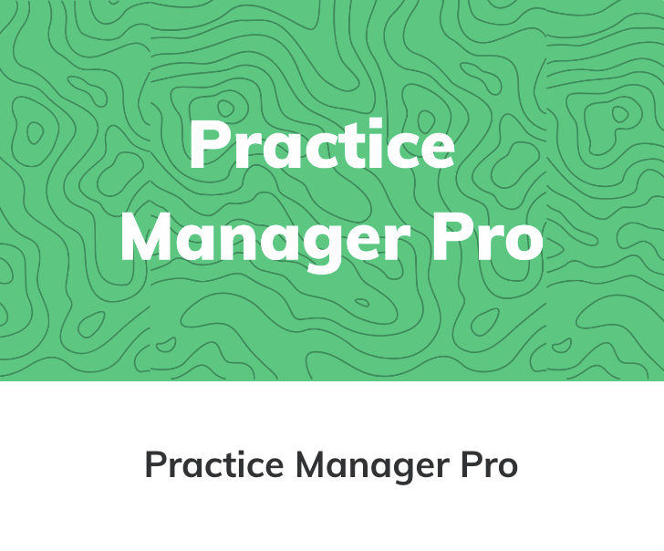 A green background with the words practice manager pro.
